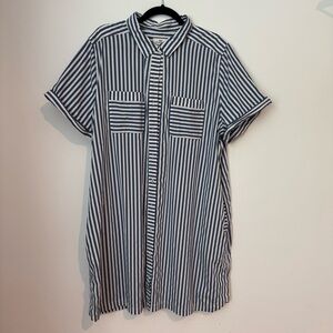 Vineyard Vines Navy and White Striped Button Down Shirt Dress